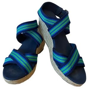 Old Navy • Espadrille Wedge Sandals • Blue/Green
